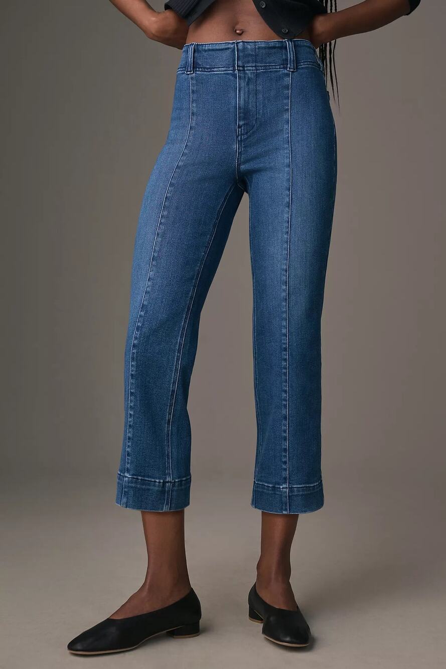 Pilcro Slim 70s High-Rise Crop Jeans Blue Denim Size 26 Capri Retro Chic